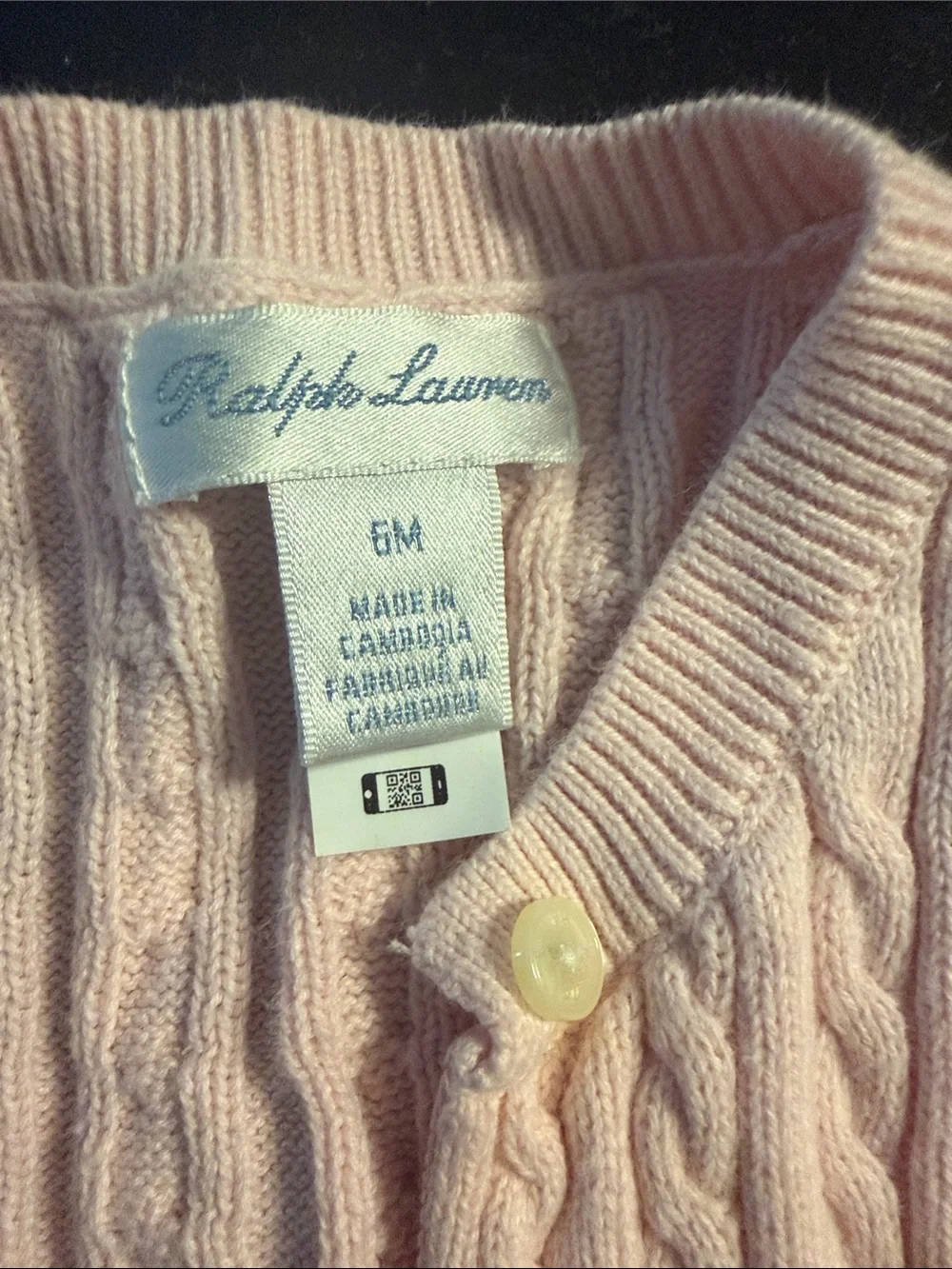 Ralph Lauren Light Pink Cable Knit Button Cardigan